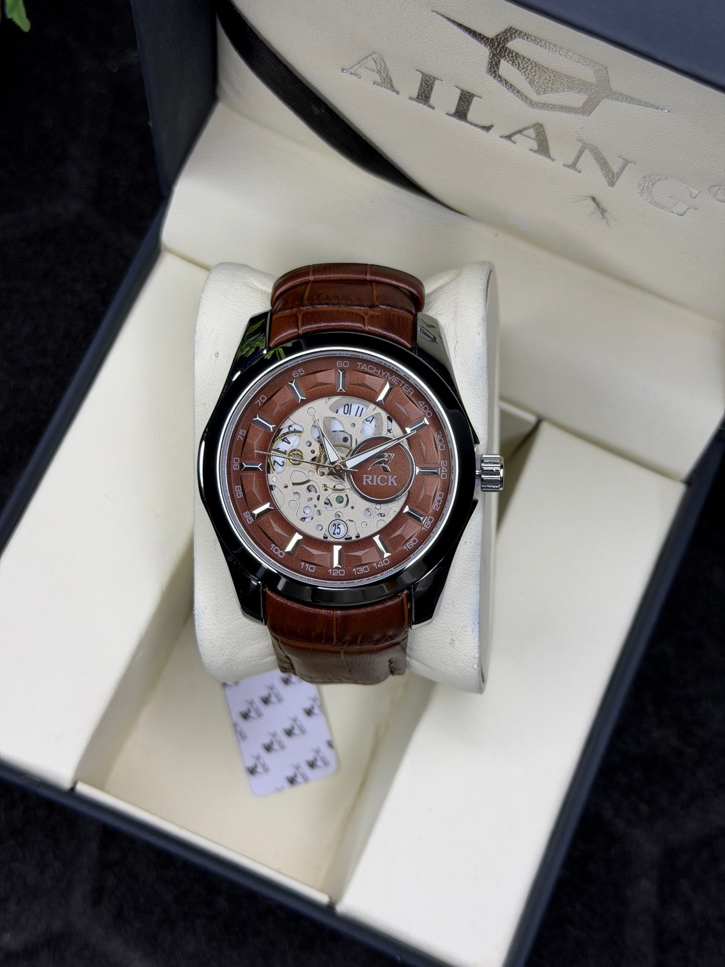 Rick Stainless Steel Dial Leather Straps Men,s Watch Wrist & Style