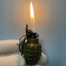 Hand Grenade Lighter, Gas windproof lighters With Keychain KhaanVaade