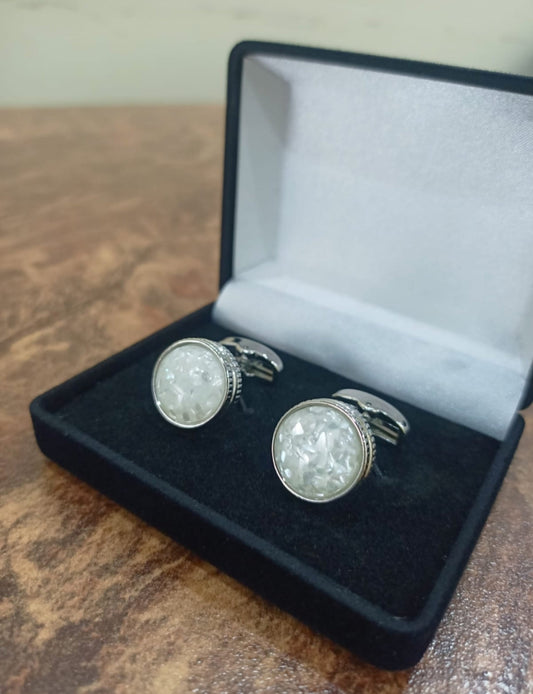 White Crystal Cufflinks