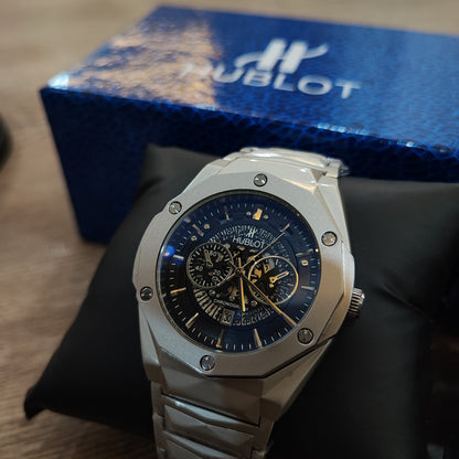 Hublot Premium Skeleton Watch - Luxury Diamond Cut Chain Khaanvaade