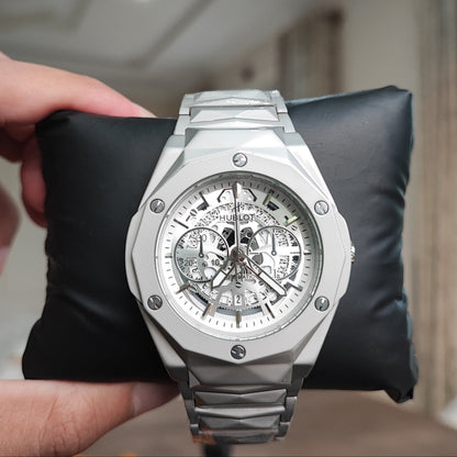 Hublot Premium Skeleton Watch - Luxury Diamond Cut Chain Khaanvaade