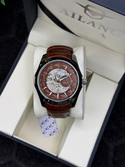 Rick Stainless Steel Dial Leather Straps Men,s Watch Wrist & Style