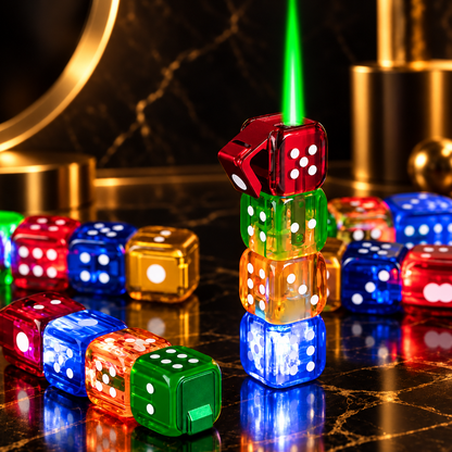 Colorfull Dice Jet Flame Lighter Metallic Fire