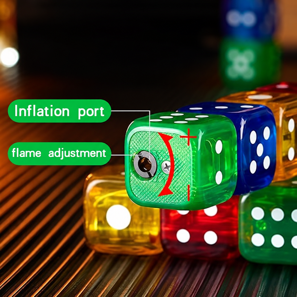 Colorfull Dice Jet Flame Lighter Metallic Fire