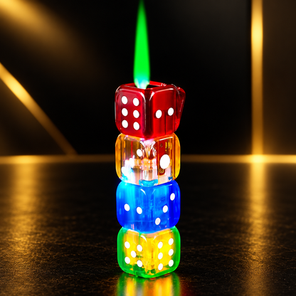 Colorfull Dice Jet Flame Lighter Metallic Fire