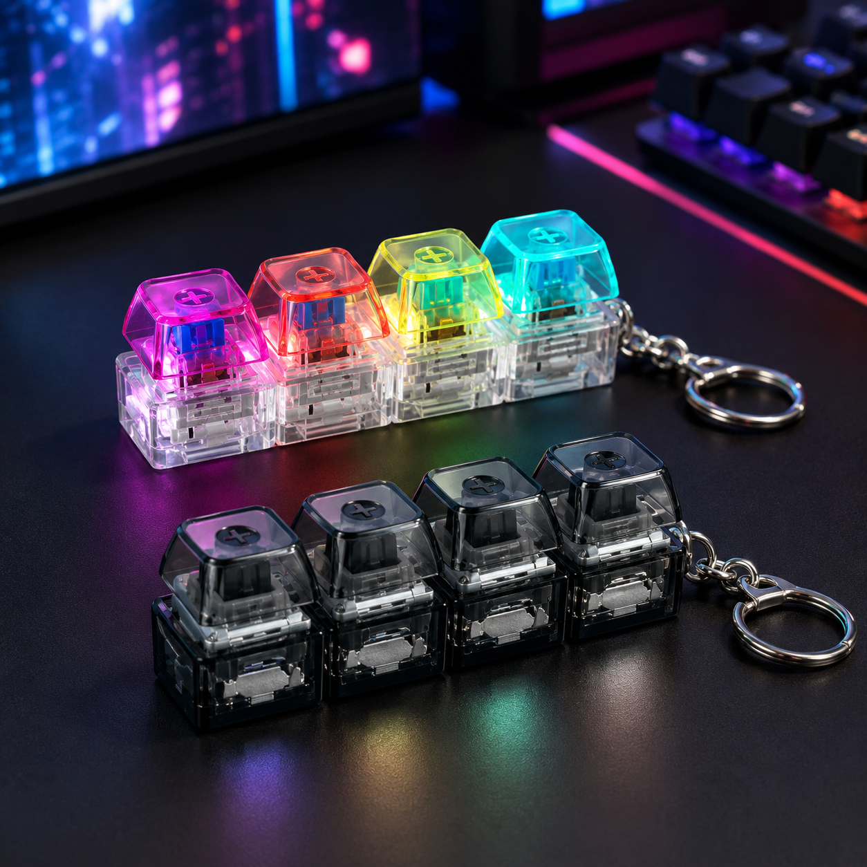 Keyboard Fidget Stress Relief Keychain for Kids & Adults (Random Colors | KC) Toynix