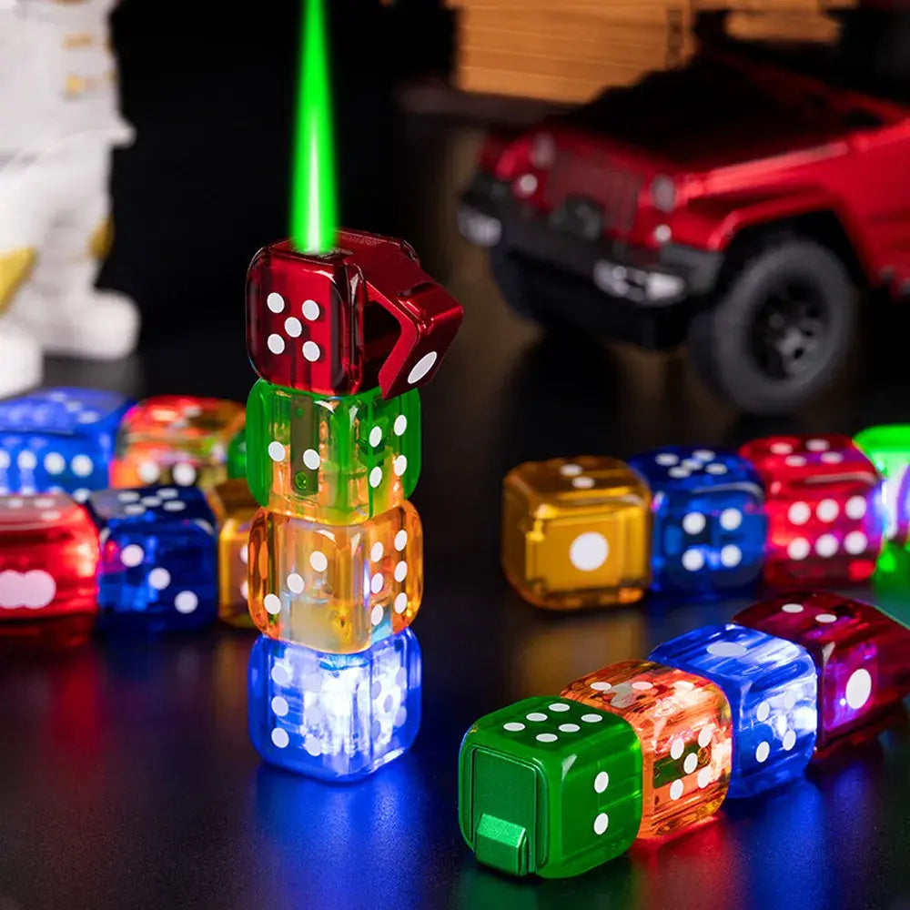 Colorfull Dice Jet Flame Lighter Metallic Fire