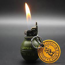 Hand Grenade  Lighter, Gas windproof lighters With Keychain