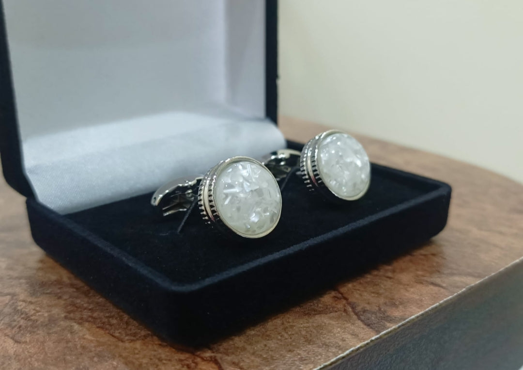 White Crystal Cufflinks