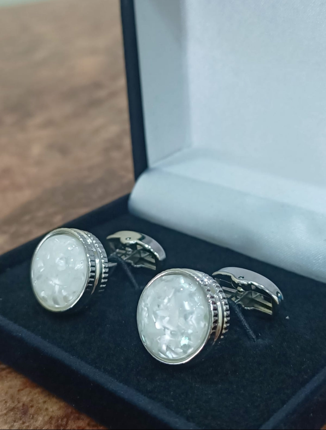 White Crystal Cufflinks