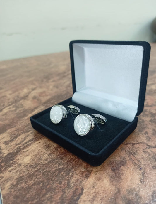 White Crystal Cufflinks