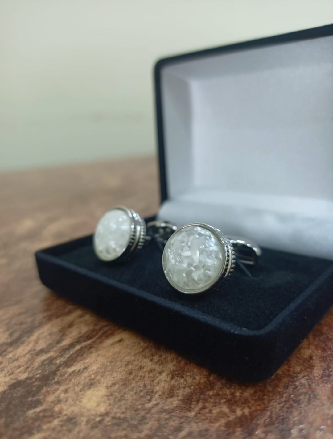 White Crystal Cufflinks